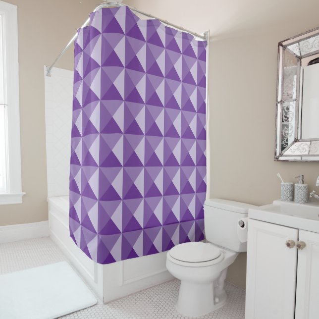Purple Geometric Pattern Shower Curtain (In Situ)