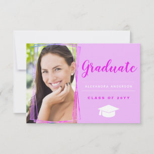 Purple Geometric Photo Graduation Announcement