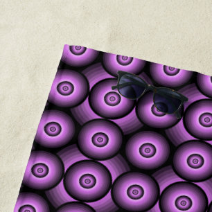 Purple geometric retro circle pattern beach towel