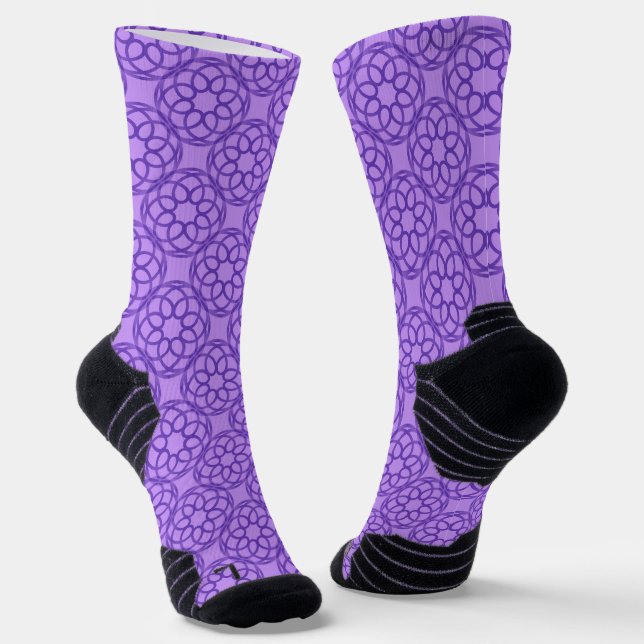 Purple Geometric Seamless Pattern Socks (Angled)