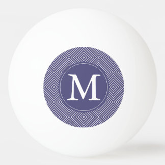 Purple Geometric Squares Monogram Ping Pong Ball
