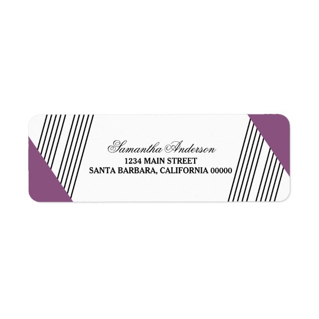 Purple Geometric Stripe Address Labels (Front)