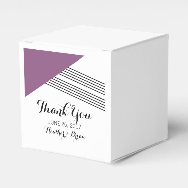 Purple Geometric Stripe Favor Boxes (Front Side)