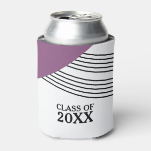 Purple Geometric Stripe Graduation Can Cooler
