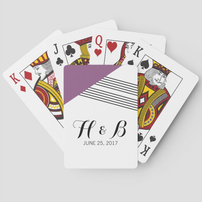 Purple Geometric Stripe Playing Cards (Back)
