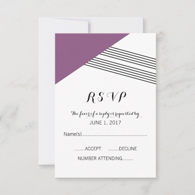 Purple Geometric Stripe Response Card (Front)