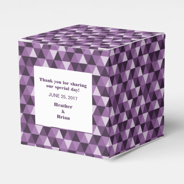 Purple Geometric Triangles Favor Box (Front Side)