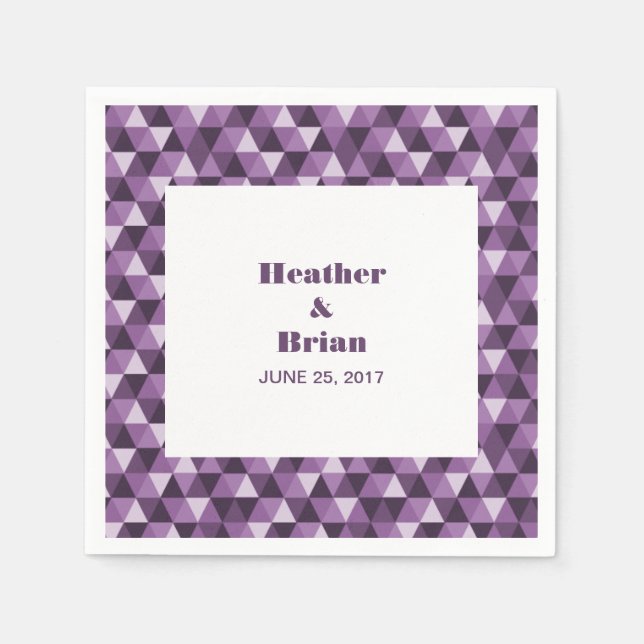 Purple Geometric Triangles Paper Napkins (Front)