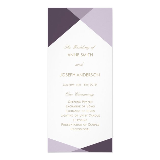 Purple Geometric Wedding Program
