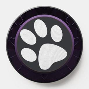 Purple geometric white Dog Paw Print Love dogs PopSocket