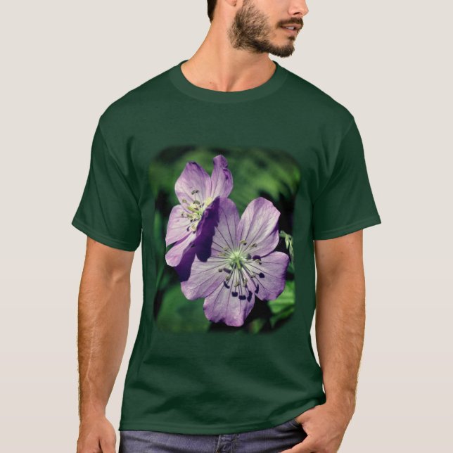 Purple Geranium Floral Nature  T-Shirt (Front)
