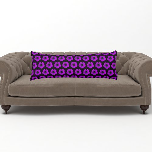 Purple Geranium Floral Pattern on Black Body Pillow