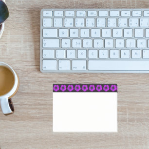 Purple Geranium Floral Pattern on Black Border Post-it Notes