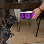 Purple Geranium Floral Pattern on Black Bowl<br><div class="desc">Ceramic pet food bowl for your cat and dog that features the photo image of a purple Cranesbill Geranium flower against a black background and printed in a repeating pattern. A lovely,  floral design! Select your pet bowl size.</div>