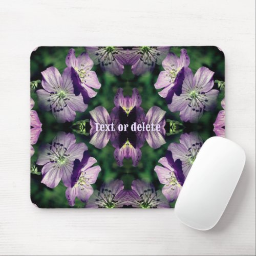 Purple Geranium Flower Art Multiplied Personalized Mouse Pad