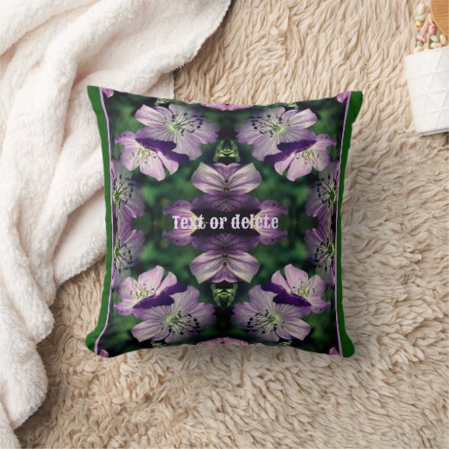 Purple Geranium Flower Art Multiplied Personalized Throw Pillow