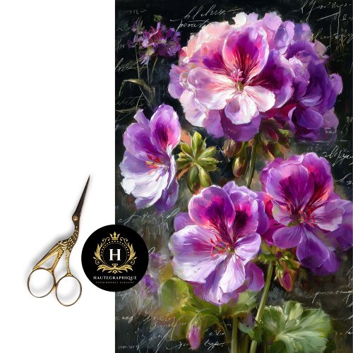 Purple Geranium Flower Decoupage Tissue Paper