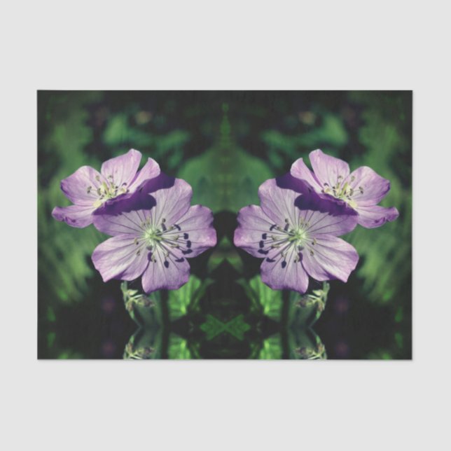 Purple Geranium Flower Pair Abstract Decoupage Tissue Paper (Front)