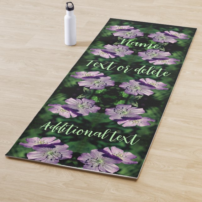 Purple Geranium Flower Pair Abstract Personalized Yoga Mat (In Situ)