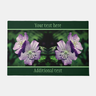 Purple Geranium Flower Pair Personalized Doormat