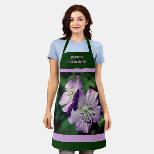 Purple Geranium Flower Personalized  Apron