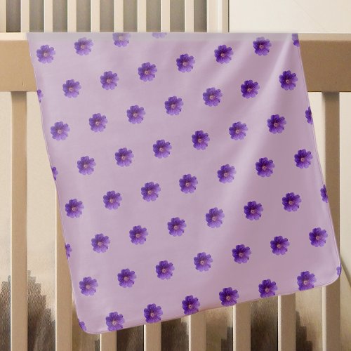 Purple Geranium Flower Seamless Pattern on Baby Blanket