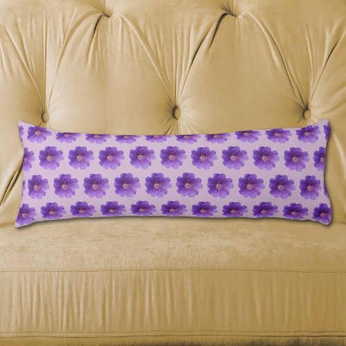 Purple Geranium Flower Seamless Pattern on Body Pillow