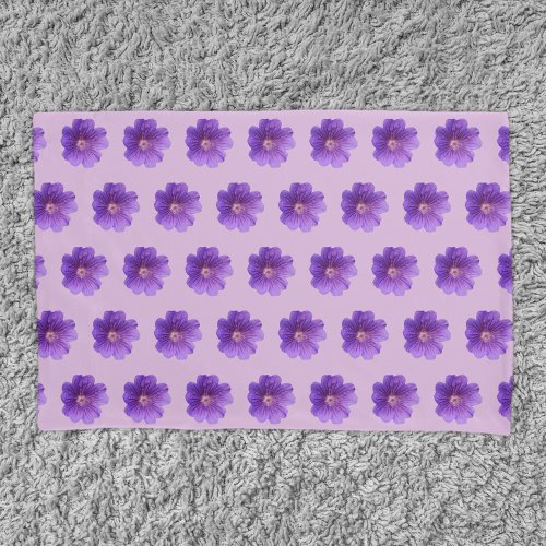 Purple Geranium Flower Seamless Pattern on Pillow Case