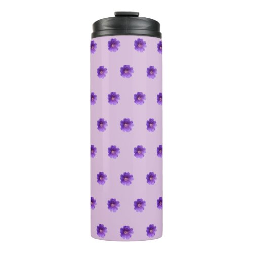 Purple Geranium Flower Seamless Pattern on Thermal Tumbler