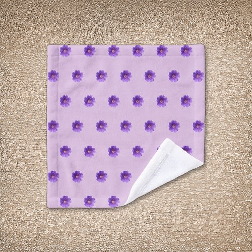 Purple Geranium Flower Seamless Pattern on Wash Cloth