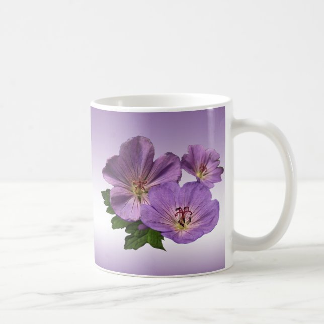 Purple Geranium Flowers Coffee Mug (Right)