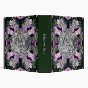 Purple Geranium Flowers Frame Add Your Photo 3 Ring Binder
