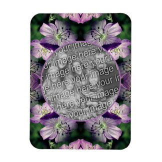Purple Geranium Flowers Frame Add Your Photo Magnet