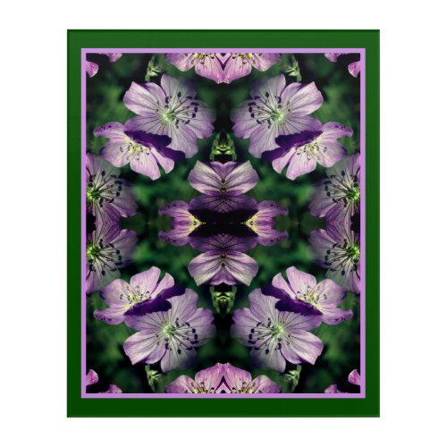 Purple Geranium Flowers Multiplied Abstract Acrylic Print