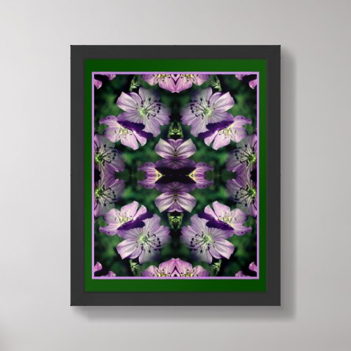 Purple Geranium Flowers Multiplied Abstract Framed Art
