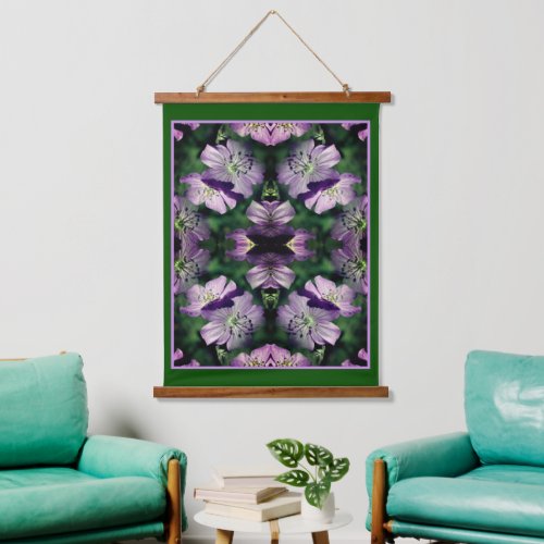 Purple Geranium Flowers Multiplied Abstract Hanging Tapestry