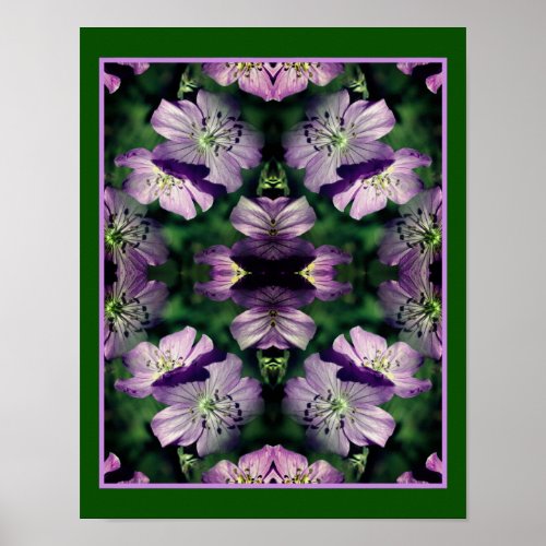 Purple Geranium Flowers Multiplied Abstract Poster