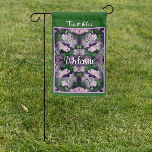 Purple Geranium Flowers Multiplied Personalized Garden Flag