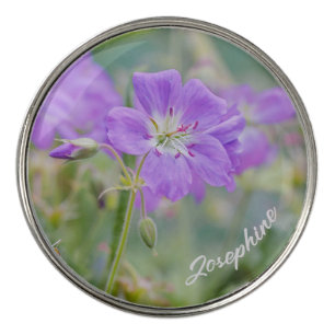 Purple Geranium Wildflower Botanical Photo Name Golf Ball Marker