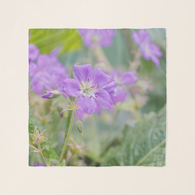 Purple Geranium Wildflower Summer Photograph Scarf (Front)