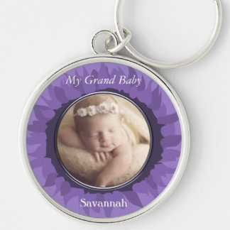 Purple Gerber Daisy Baby Photo  Keychain
