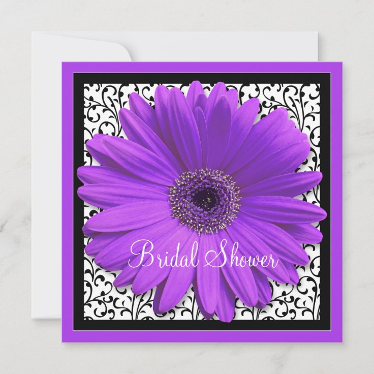 Purple Gerbera Daisy Bridal Shower Invitation Zazzle
