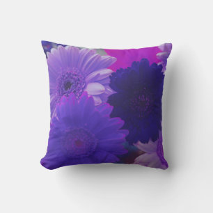 Purple Gerbera Daisy Colorful Flower Throw Pillow