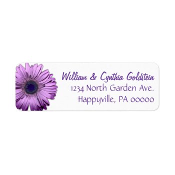 Purple Gerbera Daisy Custom Address Labels by BlueHyd at Zazzle
