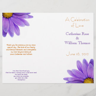 Purple Gerbera Daisy Elegant Wedding Program
