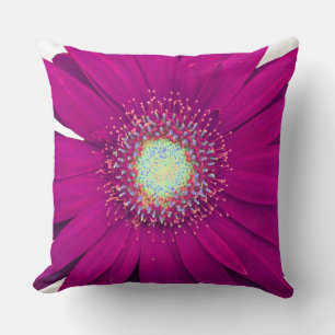 Purple Gerbera Daisy Flower Throw Pillow