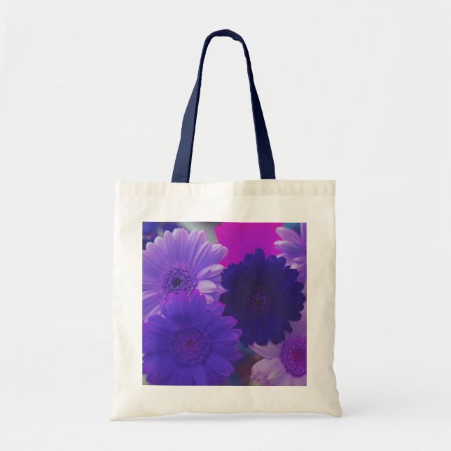 Purple Gerbera Daisy Flowers Art Tote Bags (Front)