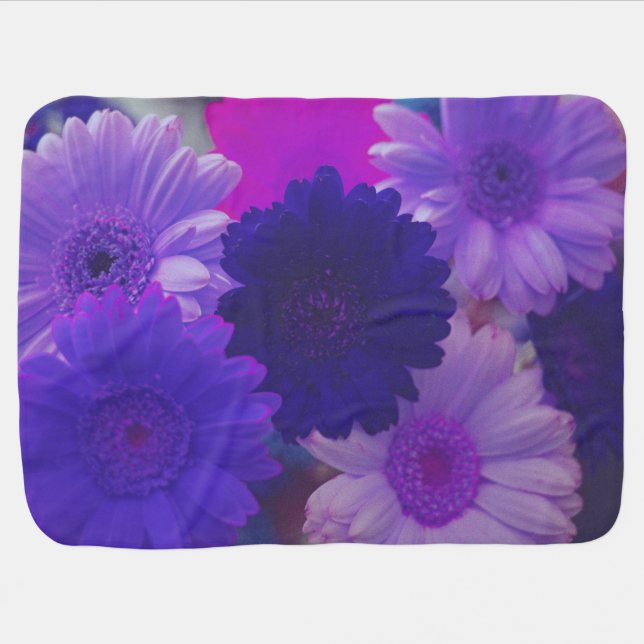 Purple Gerbera Daisy Flowers Cozy Fleece Blanket  (Horizontal)
