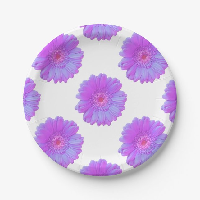 Purple gerbera daisy paper plates (Front)