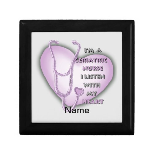 Purple Geriatric Nurse Heart custom name Gift Box